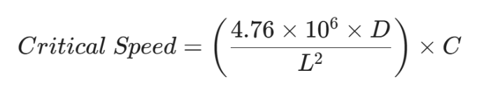 Công thức tính tốc độ tới hạn của trục vít me